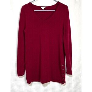 J Jill Size XS Wool Cashmere Knit Sweater Tunic Mini Dress Burgundy Red Soft g